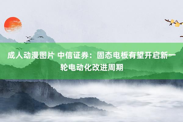 成人动漫图片 中信证券：固态电板有望开启新一轮电动化改进周期