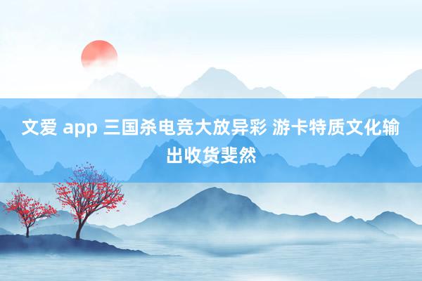 文爱 app 三国杀电竞大放异彩 游卡特质文化输出收货斐然