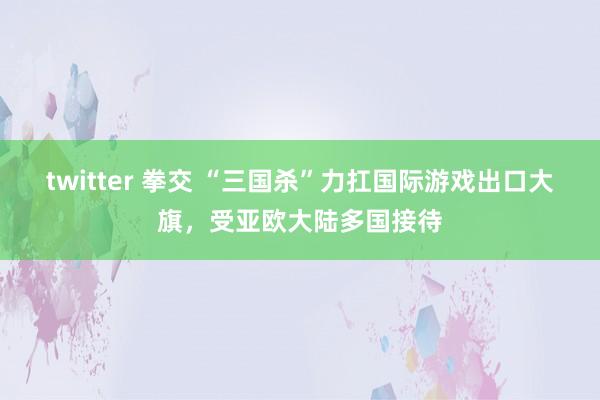 twitter 拳交 “三国杀”力扛国际游戏出口大旗，受亚欧大陆多国接待