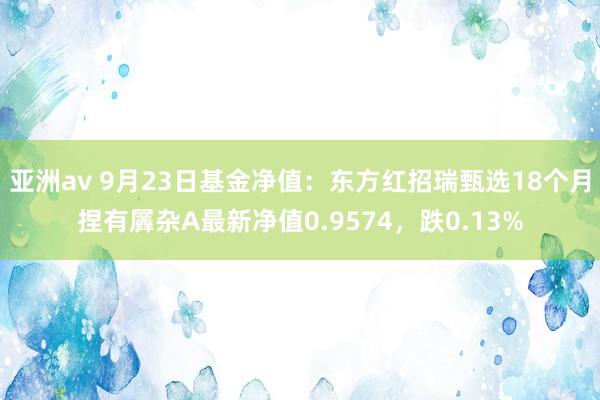 亚洲av 9月23日基金净值：东方红招瑞甄选18个月捏有羼杂A最新净值0.9574，跌0.13%