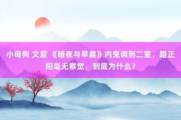 小母狗 文爱 《暗夜与早晨》内鬼调到二室，路正阳毫无察觉，到底为什么？