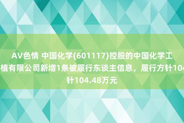 AV色情 中国化学(601117)控股的中国化学工程第四种植有限公司新增1条被履行东谈主信息，履行方针104.48万元