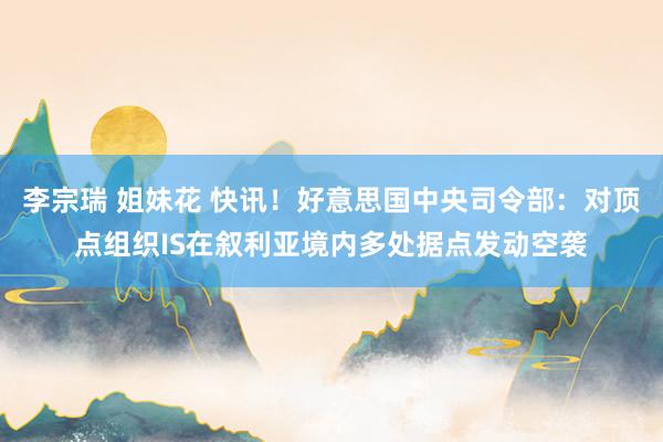 李宗瑞 姐妹花 快讯！好意思国中央司令部：对顶点组织IS在叙利亚境内多处据点发动空袭