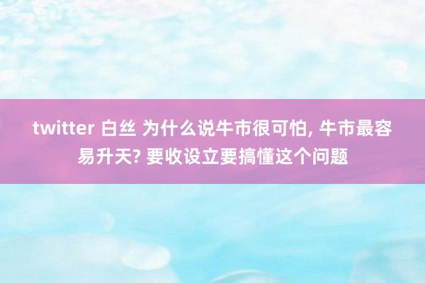 twitter 白丝 为什么说牛市很可怕， 牛市最容易升天? 要收设立要搞懂这个问题