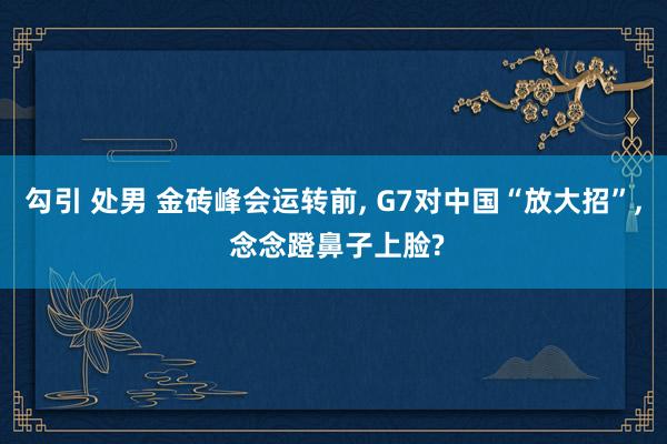 勾引 处男 金砖峰会运转前， G7对中国“放大招”， 念念蹬鼻子上脸?