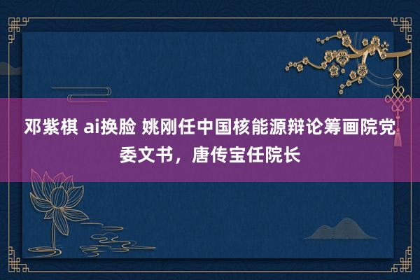 邓紫棋 ai换脸 姚刚任中国核能源辩论筹画院党委文书，唐传宝任院长