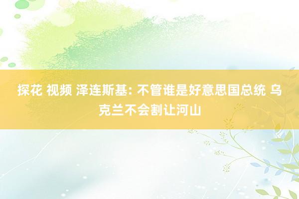 探花 视频 泽连斯基: 不管谁是好意思国总统 乌克兰不会割让河山