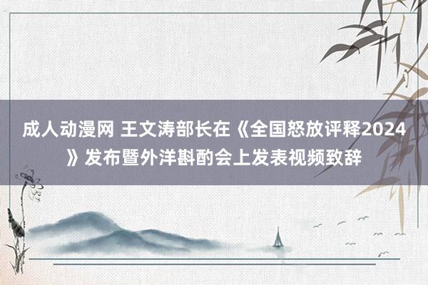 成人动漫网 王文涛部长在《全国怒放评释2024》发布暨外洋斟酌会上发表视频致辞