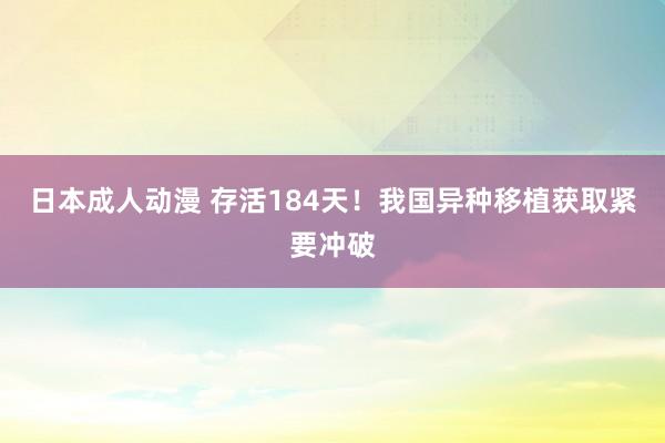 日本成人动漫 存活184天！我国异种移植获取紧要冲破