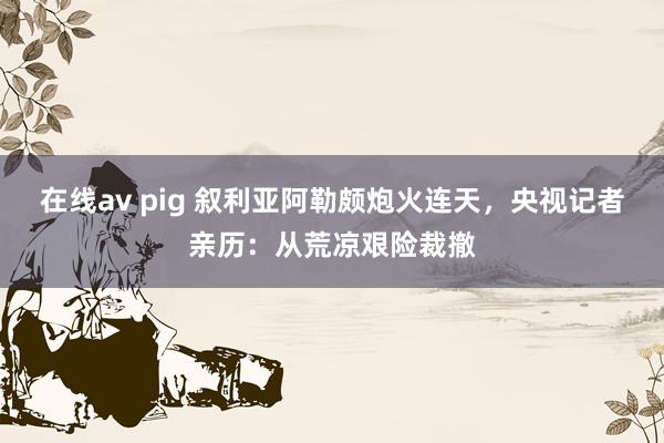 在线av pig 叙利亚阿勒颇炮火连天，央视记者亲历：从荒凉艰险裁撤