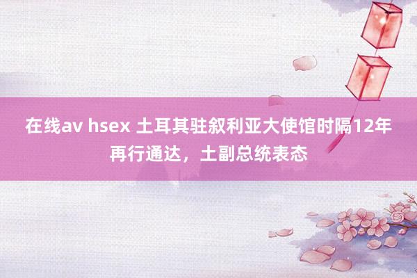 在线av hsex 土耳其驻叙利亚大使馆时隔12年再行通达，土副总统表态