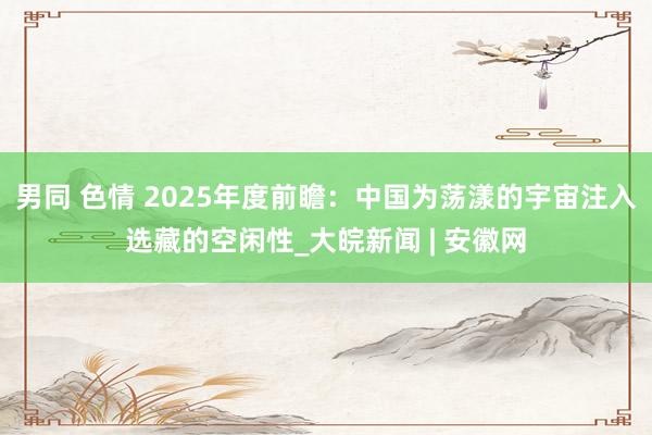 男同 色情 2025年度前瞻：中国为荡漾的宇宙注入选藏的空闲性_大皖新闻 | 安徽网